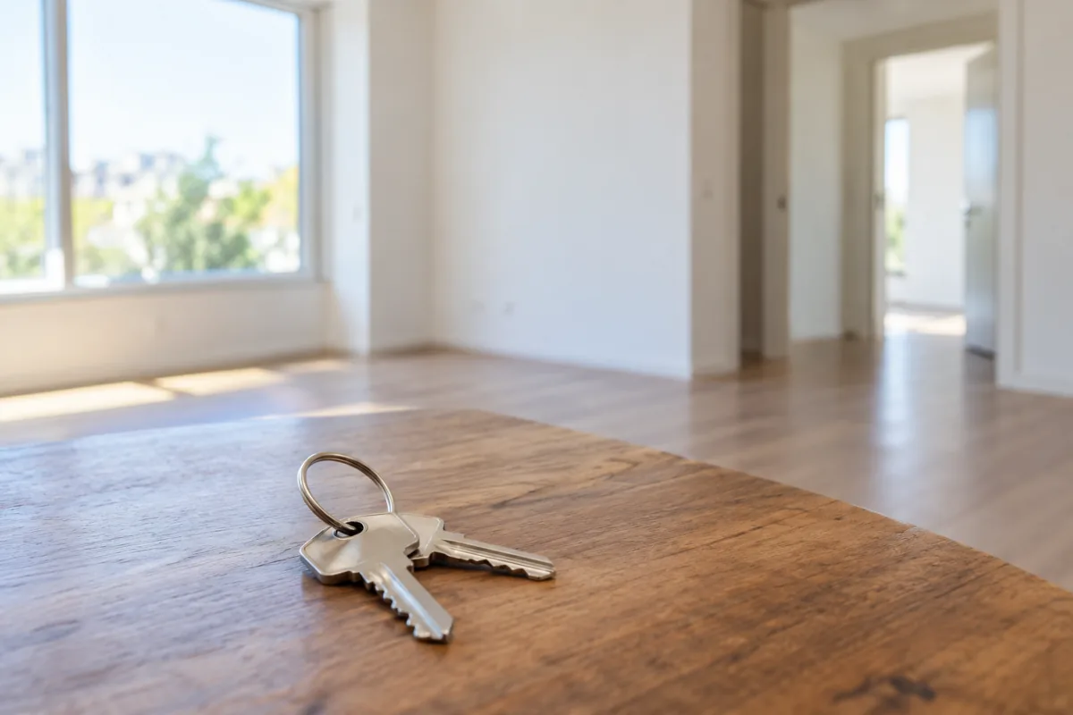 Llaves de apartamento sobre una mesa