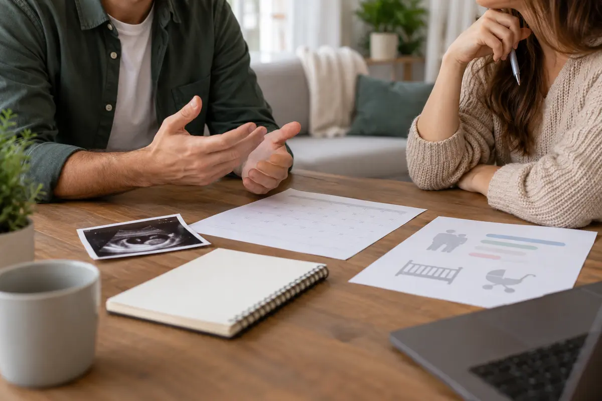 Dos adultos conversando sobre planificación familiar y beneficiarios