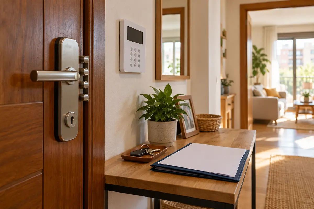 Medidas de seguridad en una vivienda junto a la documentación del seguro