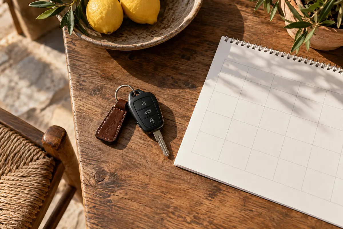 Llaves de coche junto a un calendario