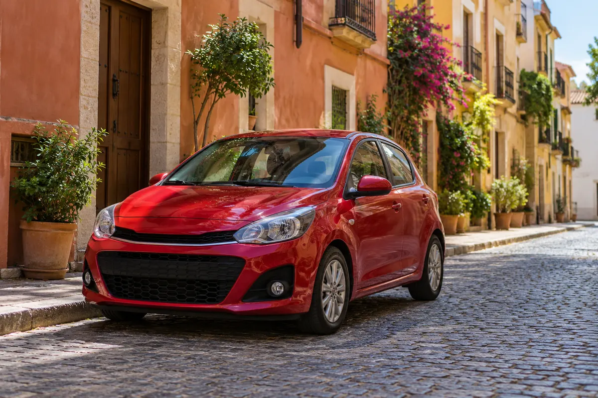 Coche estacionado en una calle urbana
